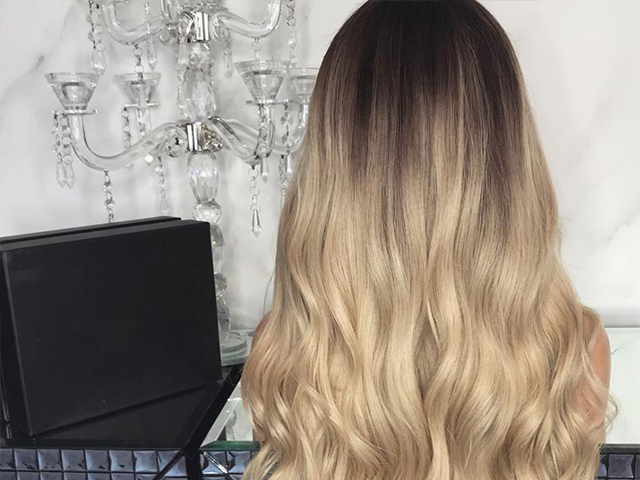 Gradual champagne color long hair